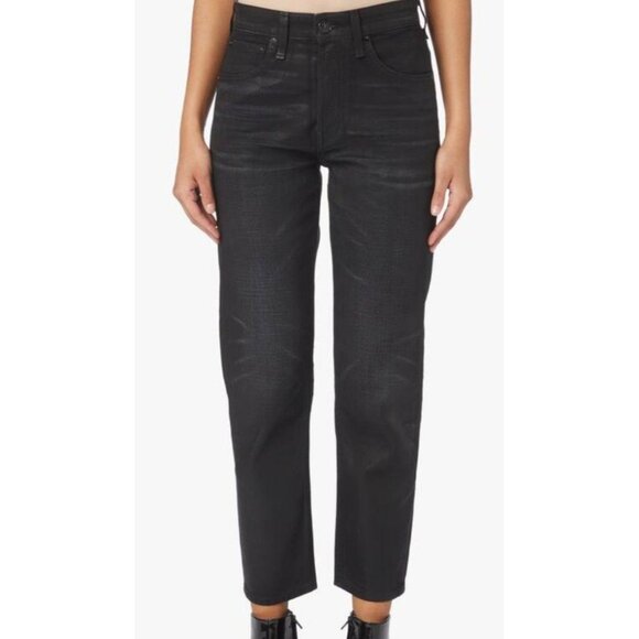 Rag & Bone Womens 30 Maya High Rise Slim Fit Coated Jeans in Worn‎ Black NWT - Picture 1 of 16